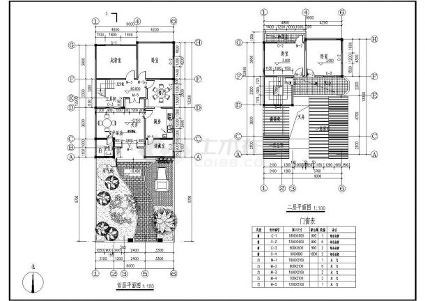 某二层完整9.0×12.90农村别墅CAD建筑设计施工图-图一