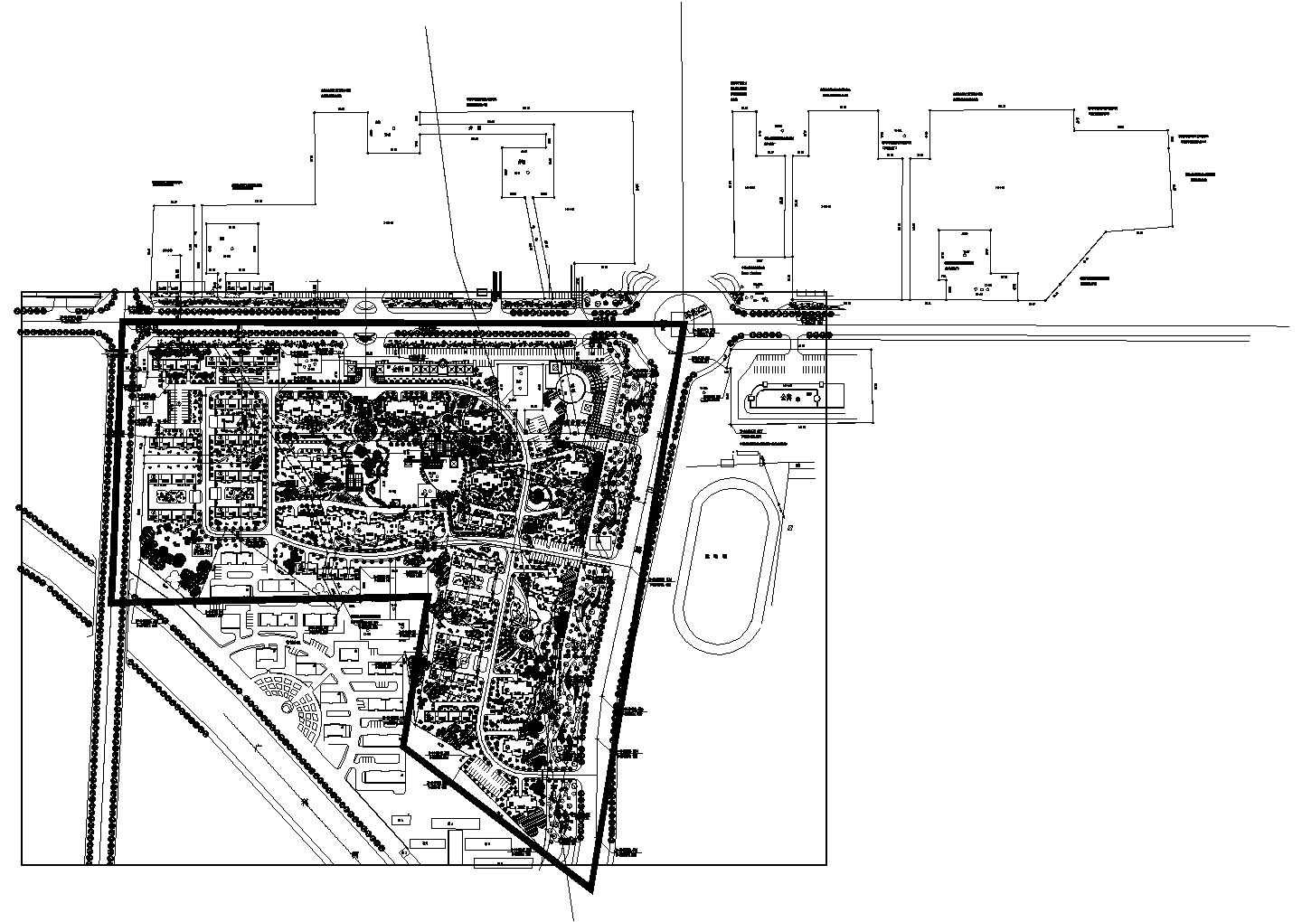 某大型居住小区CAD景观规划方案CAD总平面图