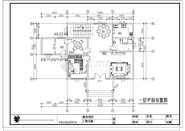 某二层特色别墅CAD10.9×9.1建施水电图-图一