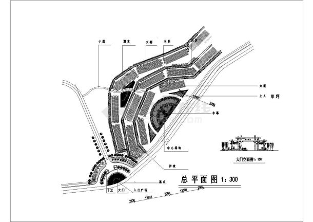 某公园平面布置及部分节点CAD详细完整详细大样图-图一