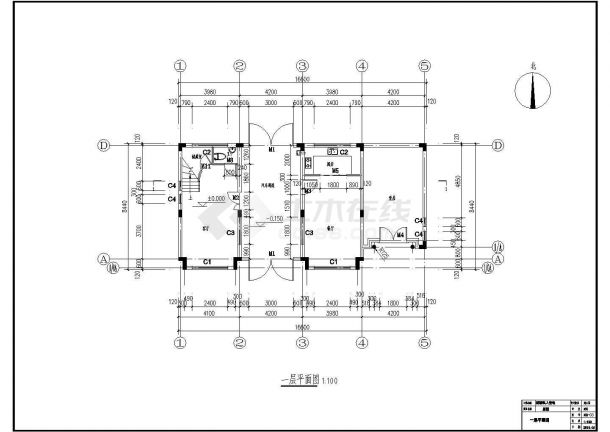 某两层欧式别墅CAD建筑设计完整施工图-图一