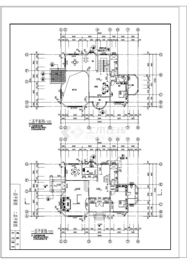 某三层中式别墅小区18.44×12.50CAD建筑设计施工图-图一