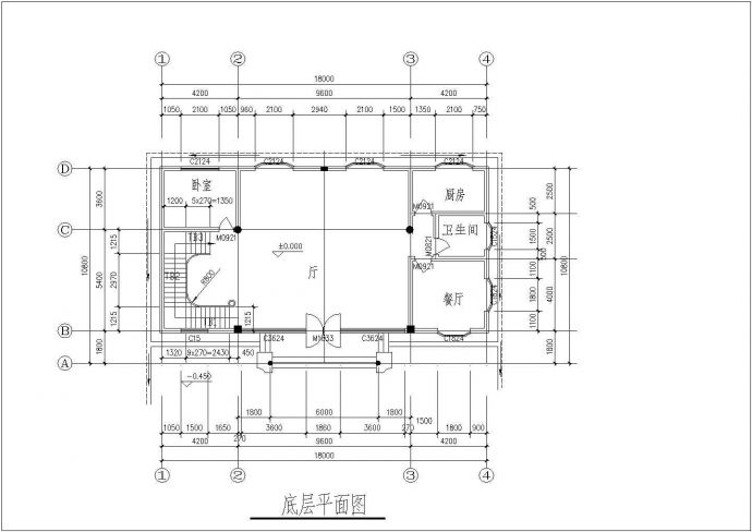 某小区别墅四层18×10.8CAD建筑结构图设计完整施工图_图1