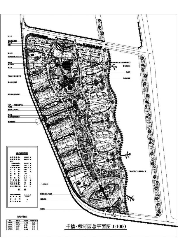 南昌千禧颐和园景观规划设计cad施工总平面图（含技术经济指标）-图一