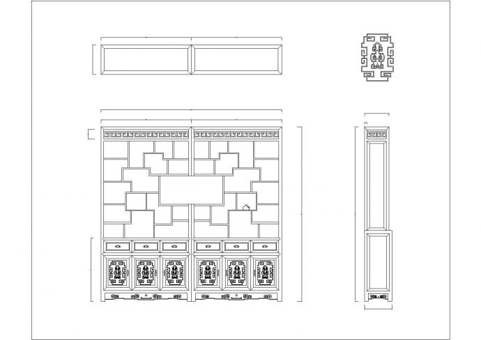 某双层博古柜CAD平立面设计图纸_图1