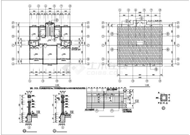 江西省南昌市某乡镇农村别墅区建筑装修设计CAD图纸-图二