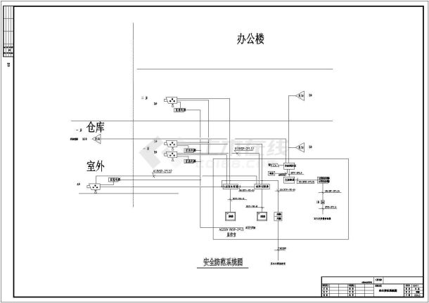 某货运大楼安保消防报警CAD电气设计系统图-图一