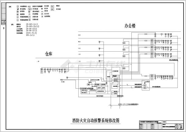 某货运大楼安保消防报警CAD电气设计系统图-图二