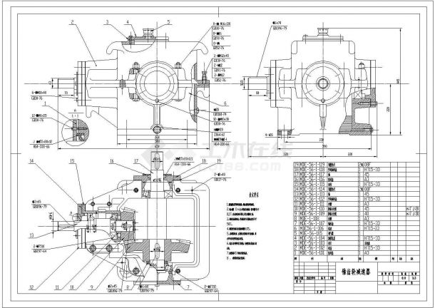 某锥齿轮减速机CAD施工节点大样图-图一