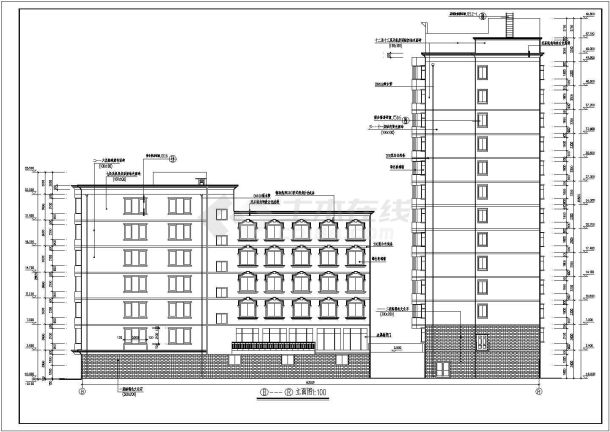 某市中心星级宾馆建筑全套设计CAD图纸-图二