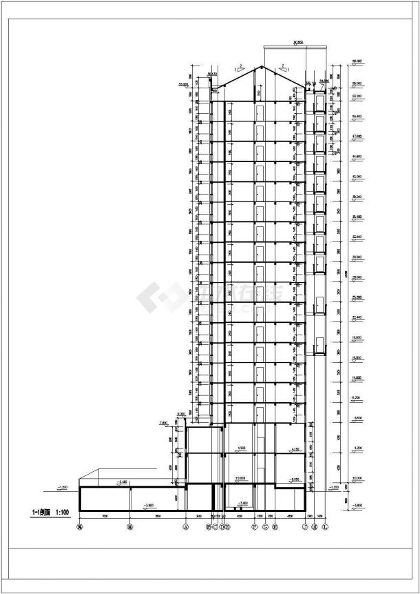 某高层住宅楼全套建筑施工CAD图纸-图二