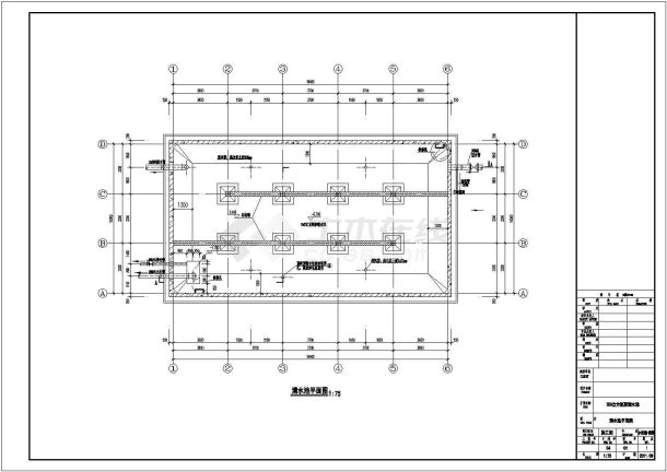 [广东]小型水厂全套清水池CAD设计大样建筑工艺-图二