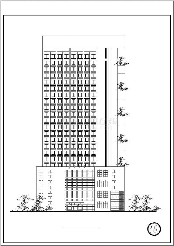 南京市某商业街22层框剪结构星级酒店平立剖面设计CAD图纸-图二