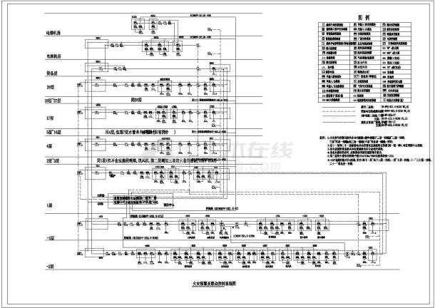 某高层办公楼消防报警CAD电气构造施工设计图-图一