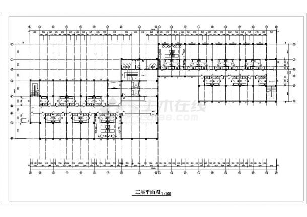 占地1380平米4层钢混框架结构商务酒店建筑设计CAD图纸-图二