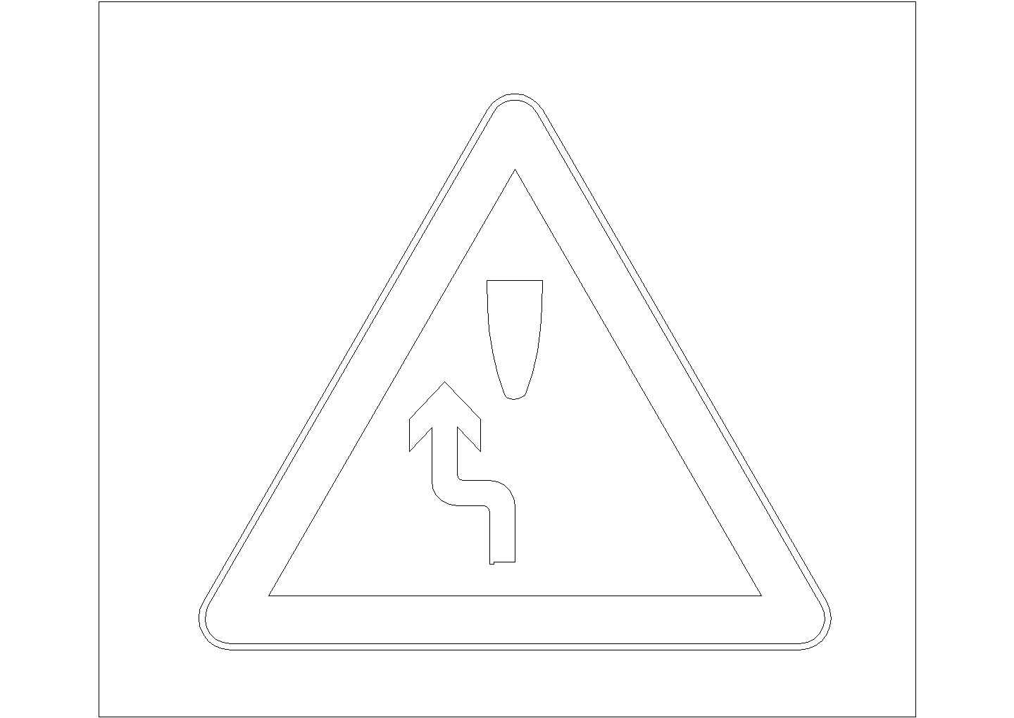 某警告标志CAD平立面施工节点图纸