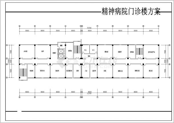 某市四层精神病院门诊楼建筑CAD图纸-图二