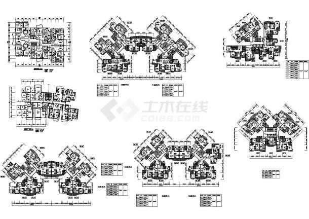 某地区花园式现代高层住宅楼户型设计方案施工CAD图-图一