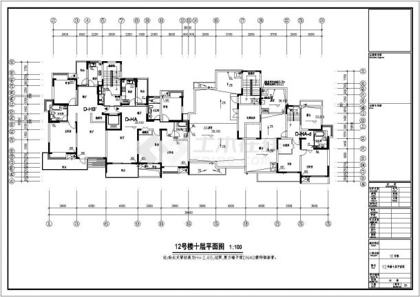 某十一层跃层小区12#13#住宅楼给排水施工图纸（标注明细）-图二