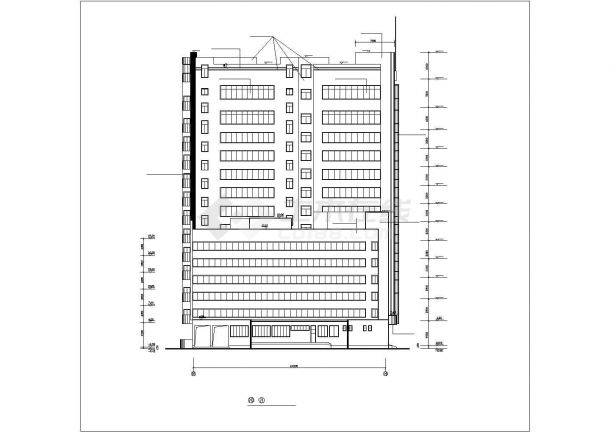 1.2万平米13层框架结构商务酒店平立剖面设计CAD图纸（含机房层）-图一
