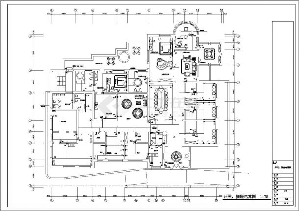 某酒店开关插座电施图CAD设计构造图纸-图一