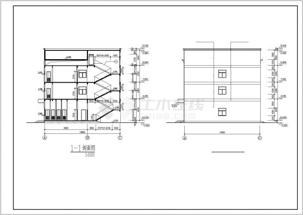 某经济开发区商业办公宿舍楼建筑全套设计方案CAD图纸-图二