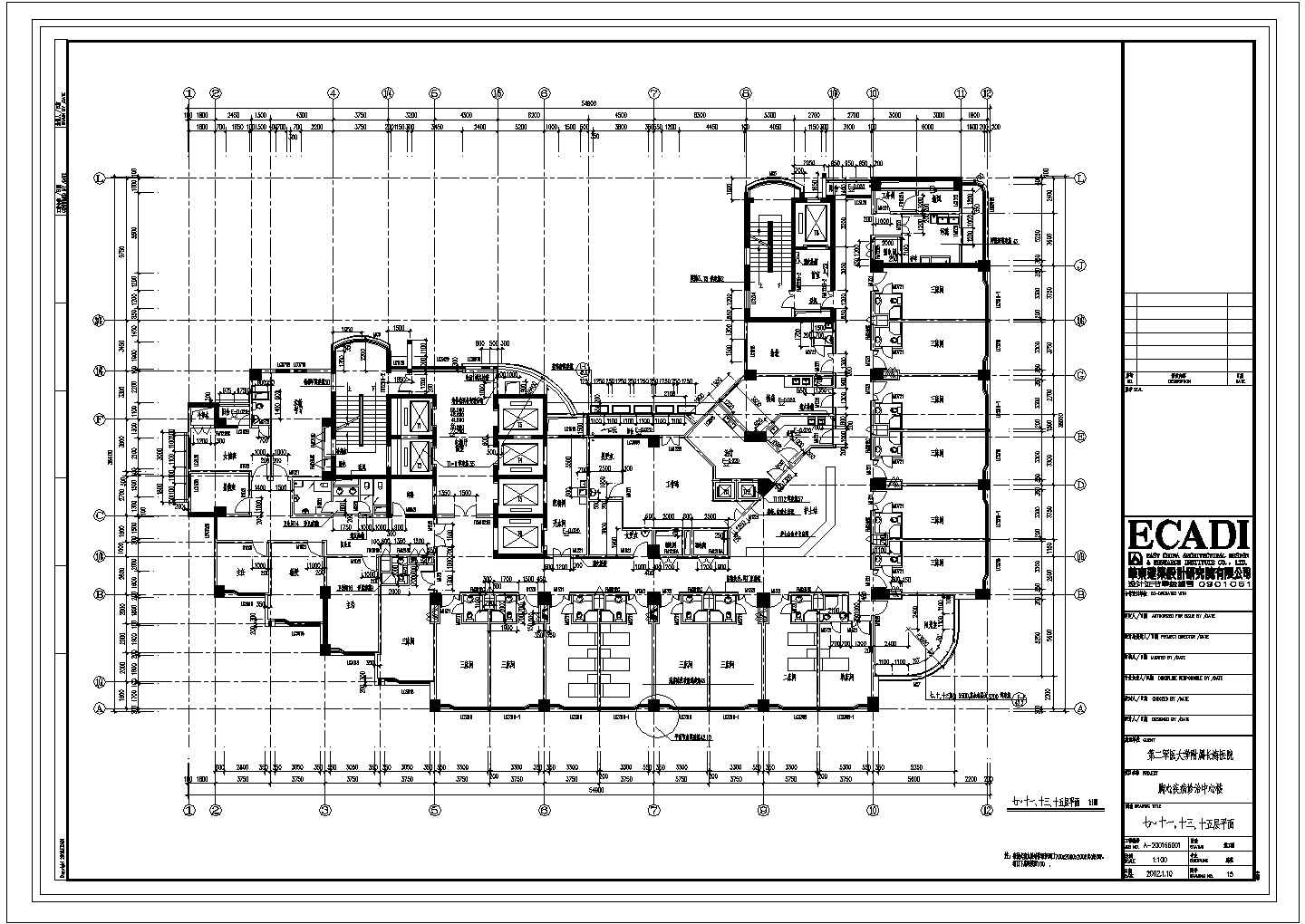 某医院施工图七~十一十三十五层平面CAD大样节点图纸