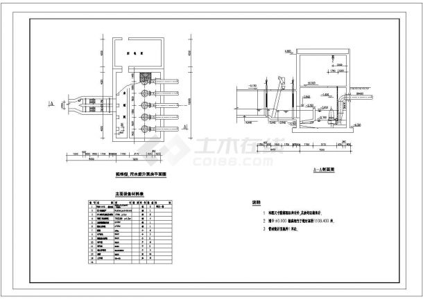 [宁夏]城区污水处理厂粗格栅提升泵房CAD环保设计图-图一