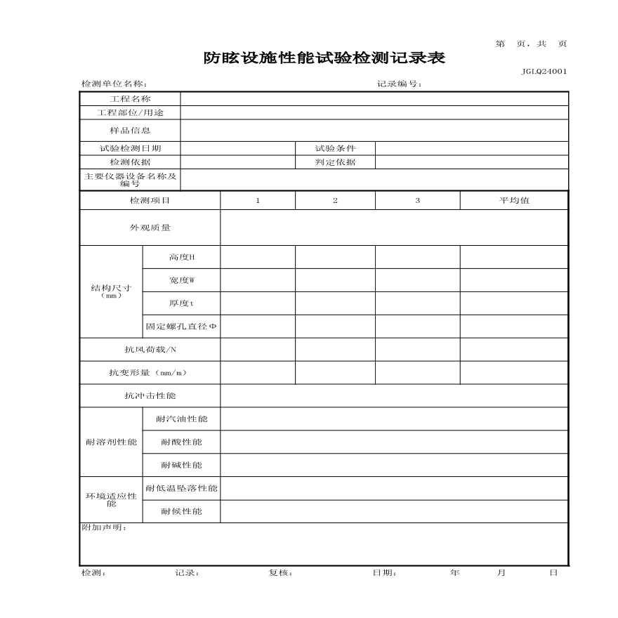 工程试验检测表格 GLQ24防眩板.xlsx-图二