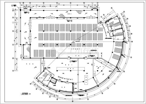 食堂设计_学校五层食堂建筑施工CAD图-图一