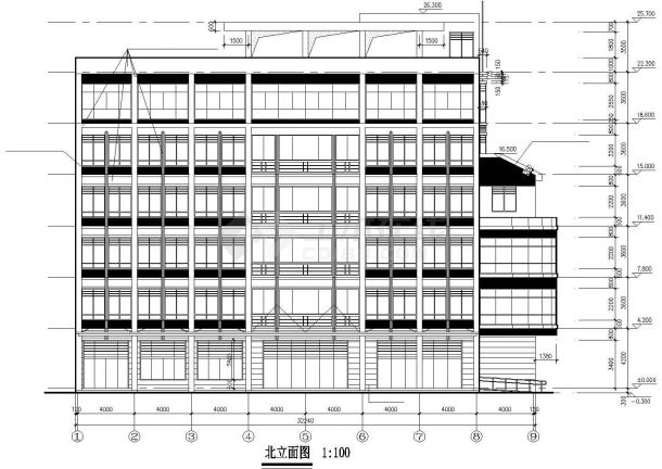 临街占地510平米6层框架结构商务酒店全套建筑设计CAD图纸-图二