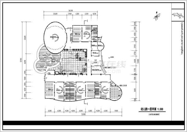 幼儿园设计_某四层幼儿园建筑设计CAD图-图二