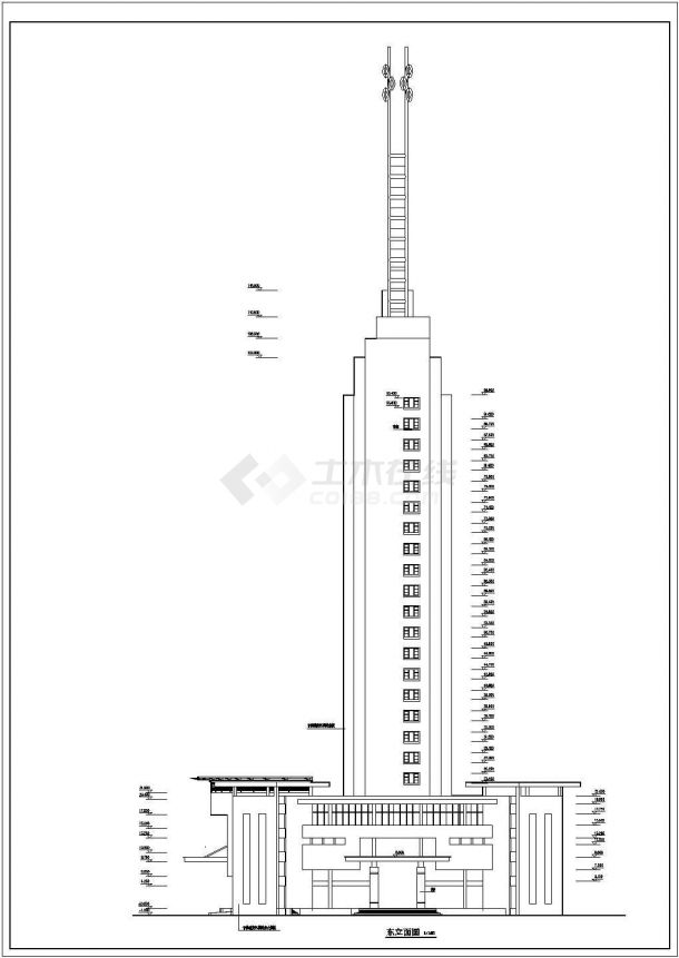 1.8万平米24层框剪结构商务星级酒店全套平立剖面设计CAD图纸-图一