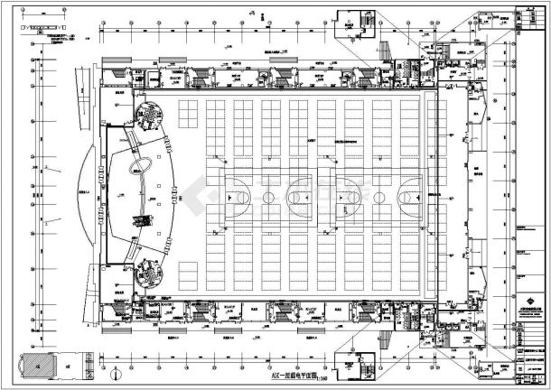 某体育场A区1层弱电平面图-图一