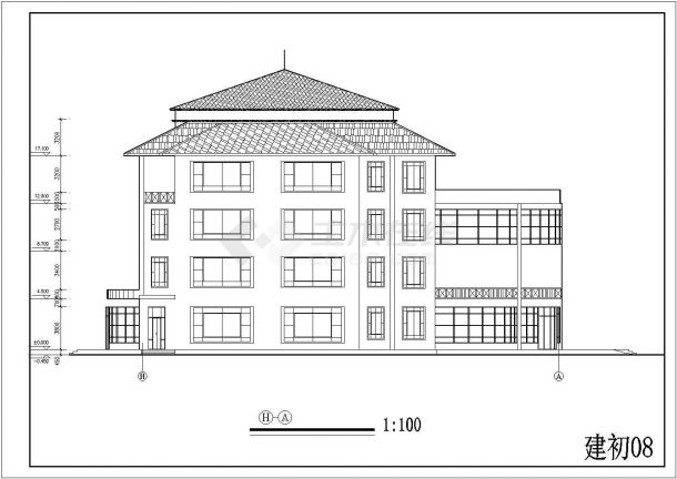 某经济开发区高级餐饮娱乐城建筑设计方案CAD图纸-图一