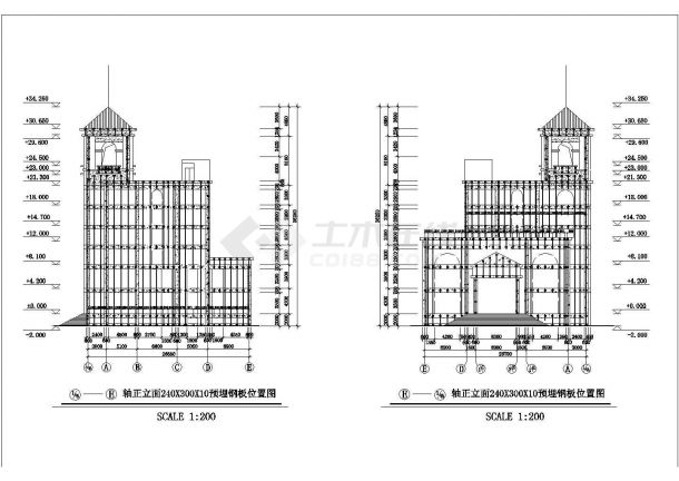北京市丰台区某商业街6层框架结构商务酒店平立剖面设计CAD图纸-图二