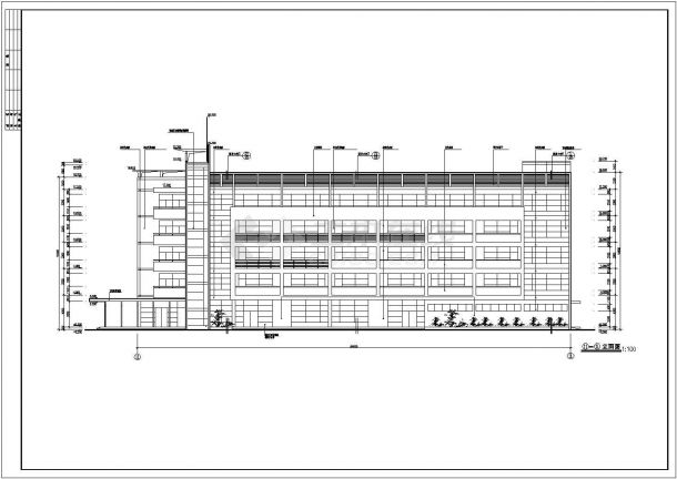 长54米 宽15.3米 5层4050平米办公楼建筑施工图-图二