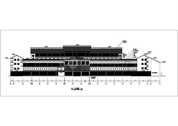 1.5万平米四层框架结构商务饭店全套建筑设计CAD图纸-图一
