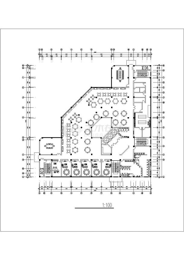 1.9万平米22层框架结构商务酒店平立面设计CAD图纸（含总图）-图一