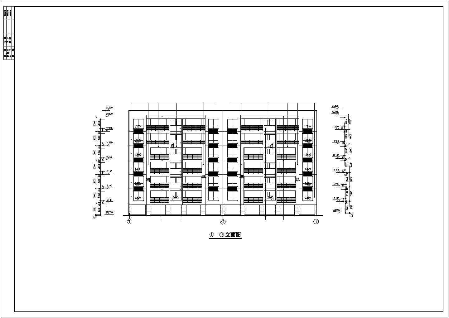 七层二单元对称户型小区住宅设计图