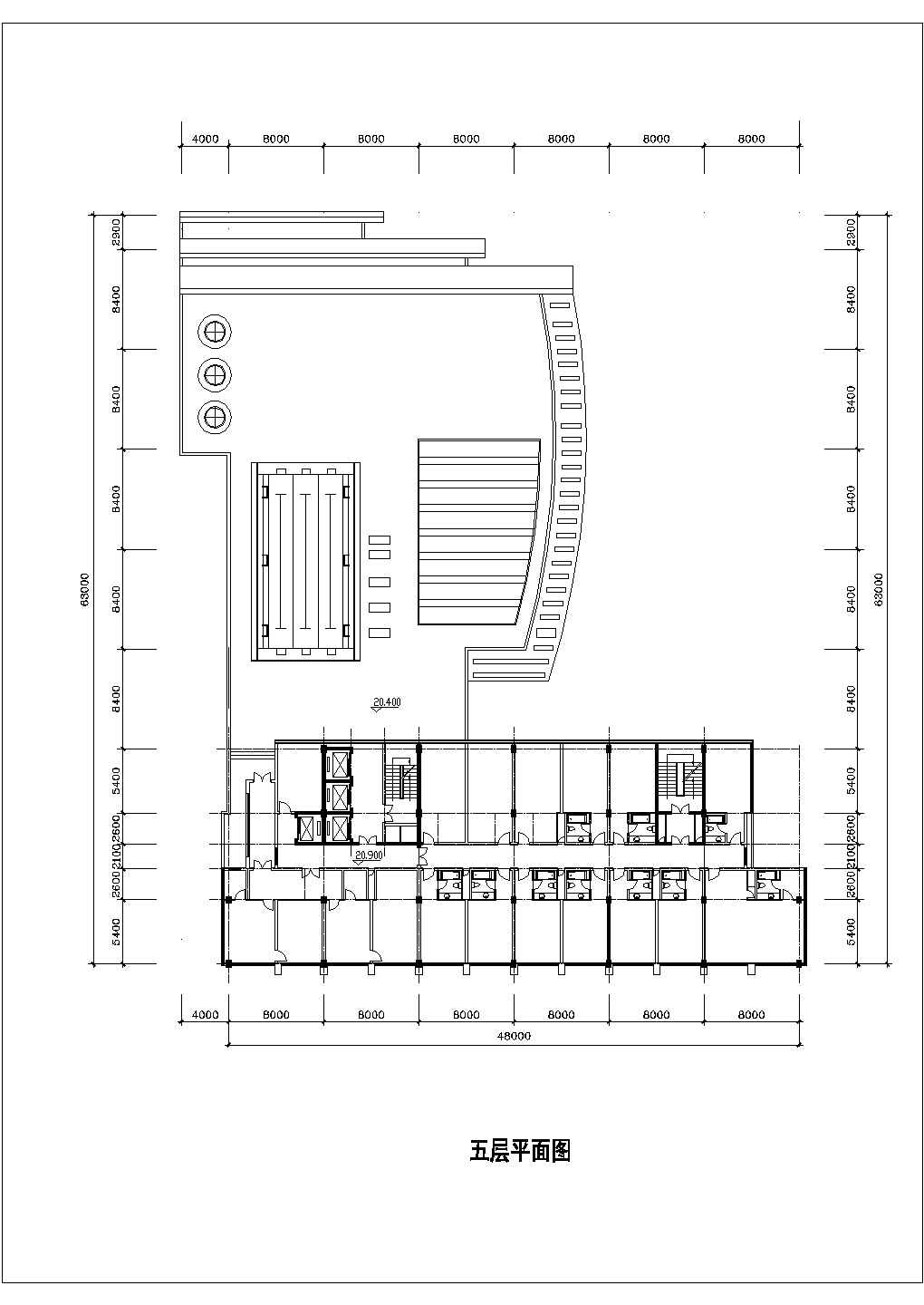 某经济开发区花园式高档酒店建筑设计平面方案CAD图纸