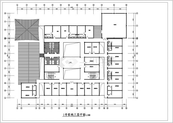 某经济发达区民居式客栈建筑设计全套方案CAD图纸-图二
