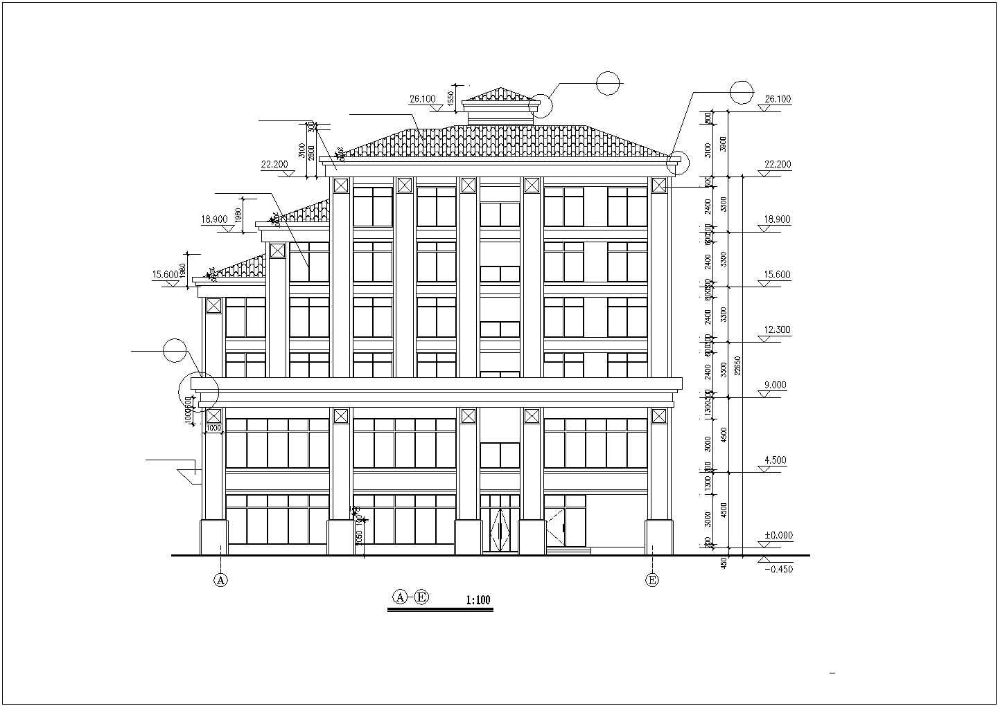 某经济发达区旅馆建筑设计完整方案CAD图纸