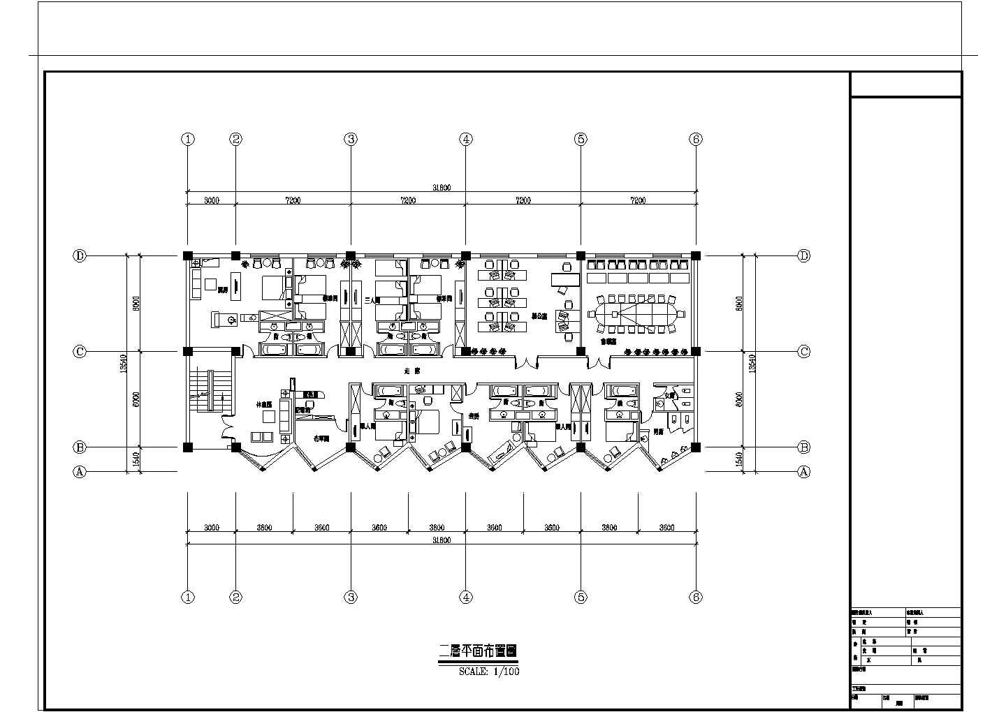 某娱乐宾馆工程平面图CAD图纸