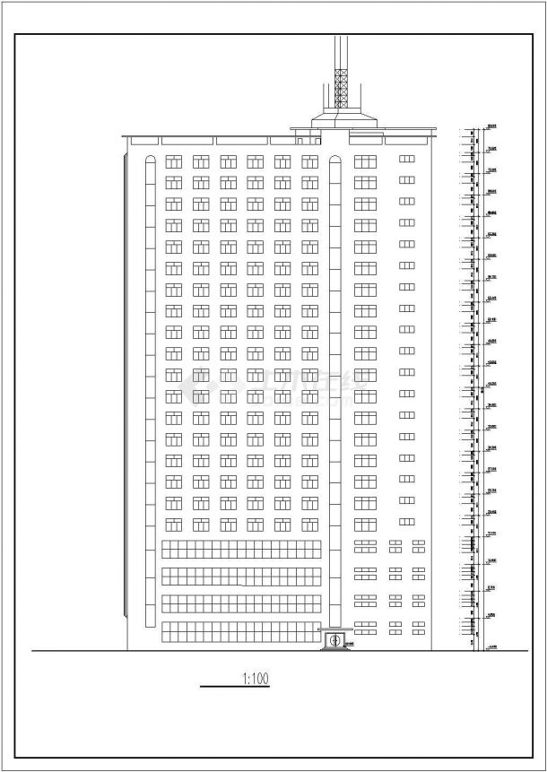 某经济发达区星级度假宾馆建筑设计完整方案CAD图纸-图二