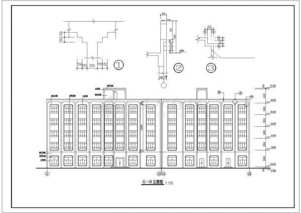 沈阳某商业街4850平米五层框架结构商务酒店平立剖面设计CAD图纸-图一