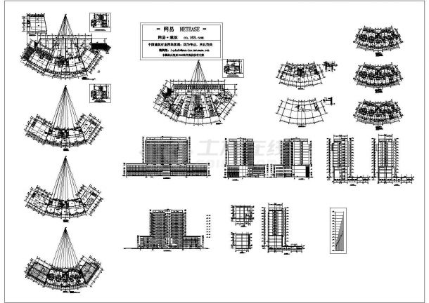 十二层娱乐城大厦建筑施工cad图(含平立剖图，共十五)-图一