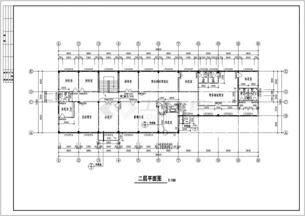 2层857.6平方米办公楼建筑施工图-图二