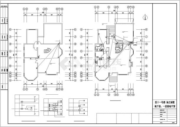 3层砖混结构单体别墅全套电气系统设计CAD图纸（含地下室）-图二