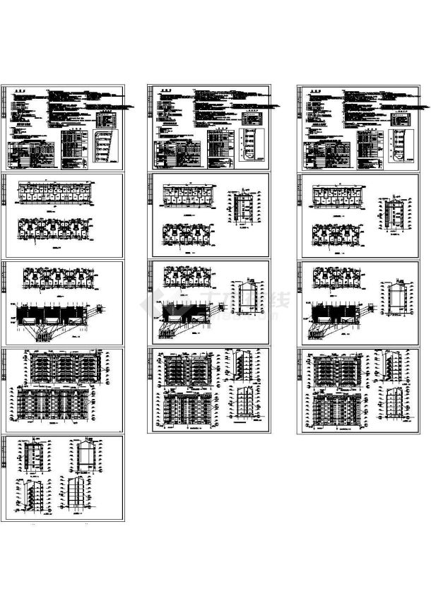 某小区六层砖混结构住宅楼设计cad全套建筑施工图（含设计说明，含3幢设计）-图二